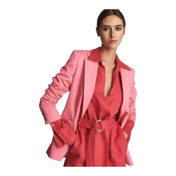 Reiss Emily Red Linen Blend Belted Midi Dress Size 2 - Picture 5 of 11